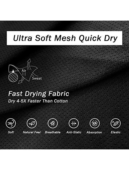 Mens Boxer Briefs Quick Dry Sport Boxer Briefs No Ride-up 6’’Athletic Mesh Performance Underwear with Fly for Men Pack