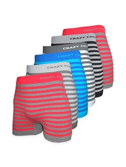 Crazy Cool Mens Comfortable Fun Nylon Seamless Short Boxer 6-Pack