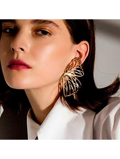 Doubnine Butterfly Gold Earrings Dangle Elegant Studs Women Girls Jewelry Festival Goddess Wedding Gift Accessories