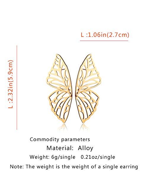 Doubnine Butterfly Gold Earrings Dangle Elegant Studs Women Girls Jewelry Festival Goddess Wedding Gift Accessories