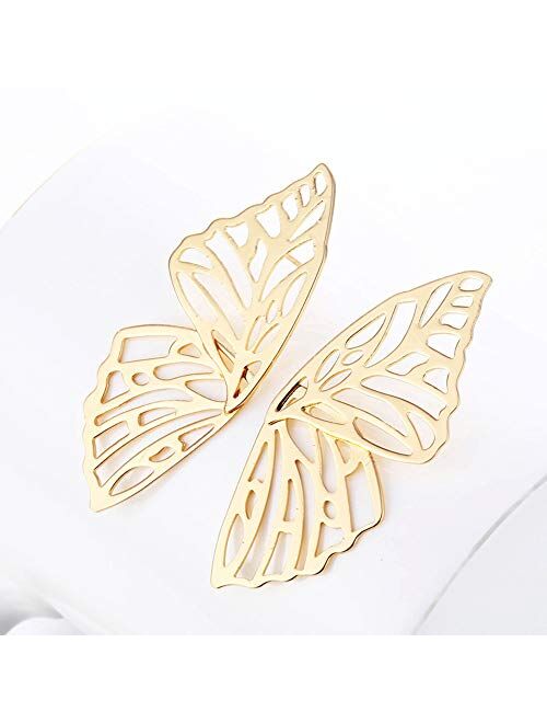 Doubnine Butterfly Gold Earrings Dangle Elegant Studs Women Girls Jewelry Festival Goddess Wedding Gift Accessories