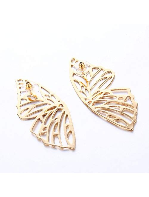 Doubnine Butterfly Gold Earrings Dangle Elegant Studs Women Girls Jewelry Festival Goddess Wedding Gift Accessories