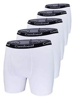 Comfneat Men's 5-Pack Big & Tall 3XL-7XL Boxer Briefs Cotton Spandex Underwear with Fly