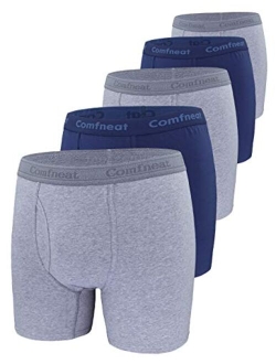 Comfneat Men's 5-Pack Big & Tall 3XL-7XL Boxer Briefs Cotton Spandex Underwear with Fly