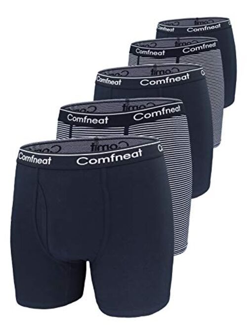 Comfneat Men's 5-Pack Big & Tall 3XL-7XL Boxer Briefs Cotton Spandex Underwear with Fly