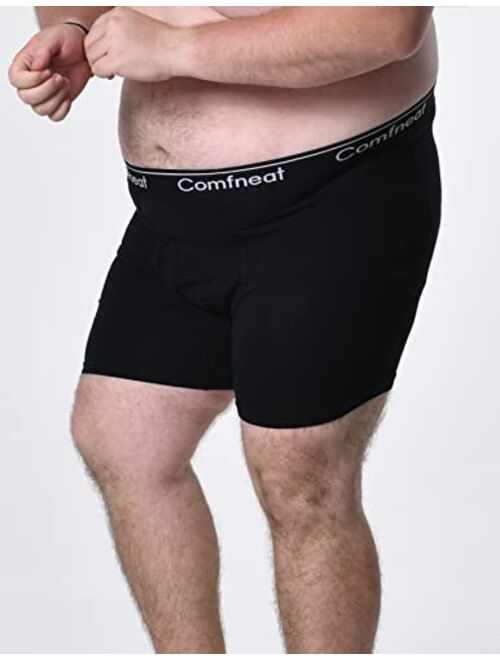 Comfneat Men's 5-Pack Big & Tall 3XL-7XL Boxer Briefs Cotton Spandex Underwear with Fly