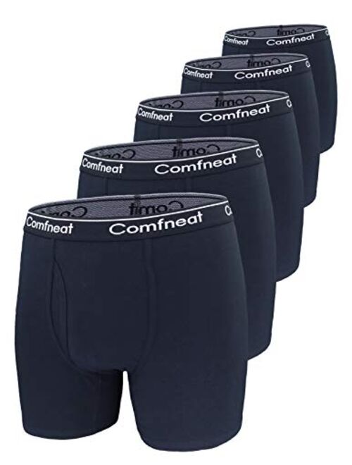 Comfneat Men's 5-Pack Big & Tall 3XL-7XL Boxer Briefs Cotton Spandex Underwear with Fly