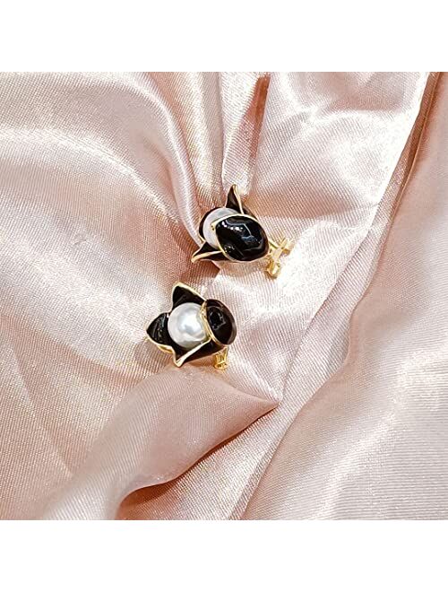 Flower Stud Earrings for Women Handmade Pearl with Rose Flower 14K Gold Plated 925 Sterling Silver Post Hypoallergenic Earrings for Girls