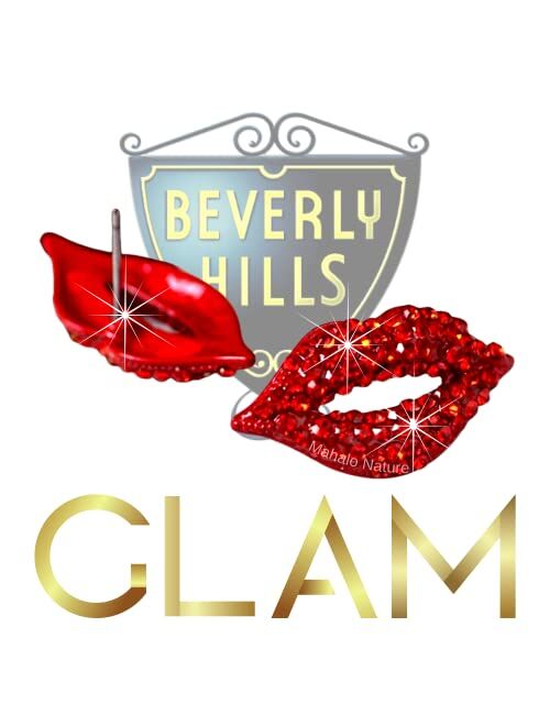 EMERALD BEVERLY HILLS RED LIPS BLING GLAM STUD EARRINGS KISS