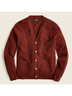 Cashmere waffle V-neck cardigan sweater