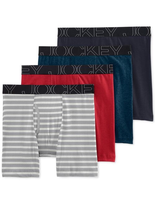 Jockey Men's 4-Pk. ActiveBlend Midway Moisture-Wicking Long Leg Boxer Briefs