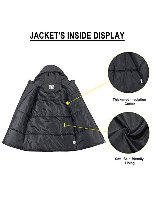 Mens Winter Coats Long Warm Jacket with Hood Casual Quilted Puffer Parka Windproof Jackets