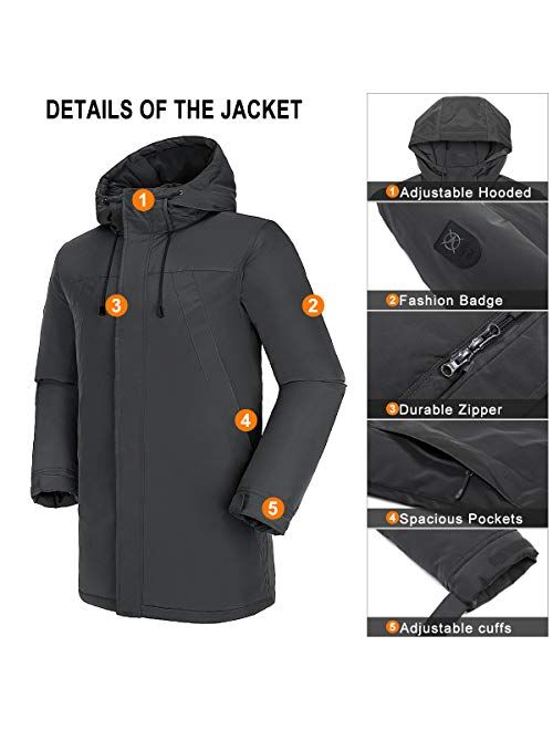 Mens Winter Coats Long Warm Jacket with Hood Casual Quilted Puffer Parka Windproof Jackets