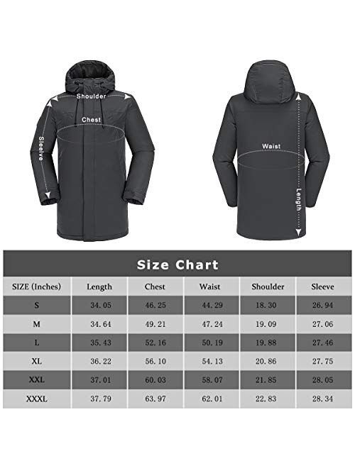 Mens Winter Coats Long Warm Jacket with Hood Casual Quilted Puffer Parka Windproof Jackets