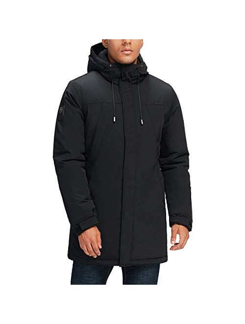 Mens Winter Coats Long Warm Jacket with Hood Casual Quilted Puffer Parka Windproof Jackets