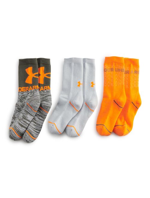 Boys Under Armour Phenom 5.0 3-Pack Crew Socks