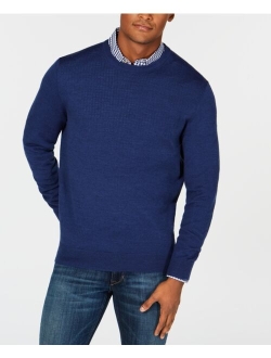 Men's Solid Crew Neck Merino Wool Blend Sweater, Created for Macy's