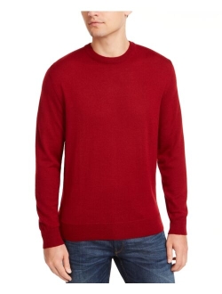 Men's Solid Crew Neck Merino Wool Blend Sweater, Created for Macy's