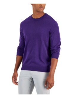 Men's Solid Crew Neck Merino Wool Blend Sweater, Created for Macy's