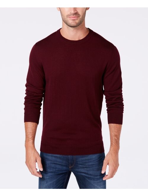 Club Room Men's Solid Crew Neck Merino Wool Blend Sweater, Created for Macy's