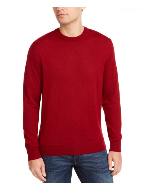 Club Room Men's Solid Crew Neck Merino Wool Blend Sweater, Created for Macy's