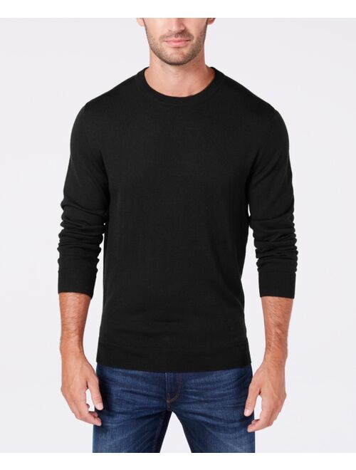 Club Room Men's Solid Crew Neck Merino Wool Blend Sweater, Created for Macy's