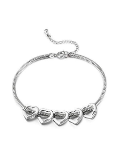 Personalized Anklets for Women Adjustable Silver Gold Anklets with Heart Name Initial Ankle Bracelets for Women Beach