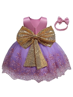 TTYAOVO Girls Applique Birthday Party Princess Rainbow Dress Wedding Ball Gown