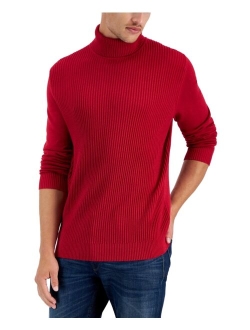 Men's Textured Cotton Turtleneck Sweater, Created for Macy's