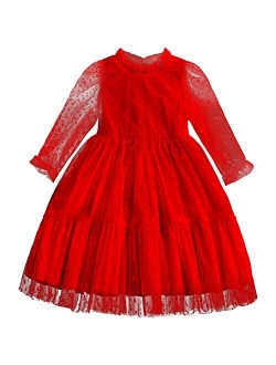 Flower Girls Dress Girls Lace Princess Party Pageant Tulle Summer Vintage Dress