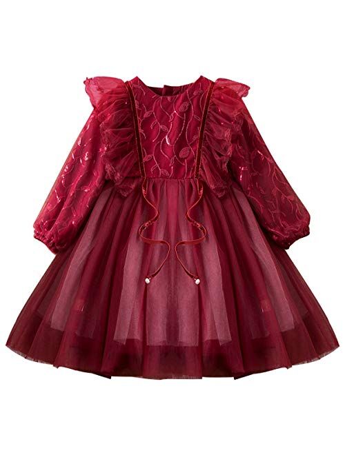 NNJXD Flower Girls Dress Girls Lace Princess Party Pageant Tulle Summer Vintage Dress