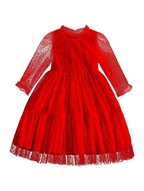 NNJXD Flower Girls Dress Girls Lace Princess Party Pageant Tulle Summer Vintage Dress