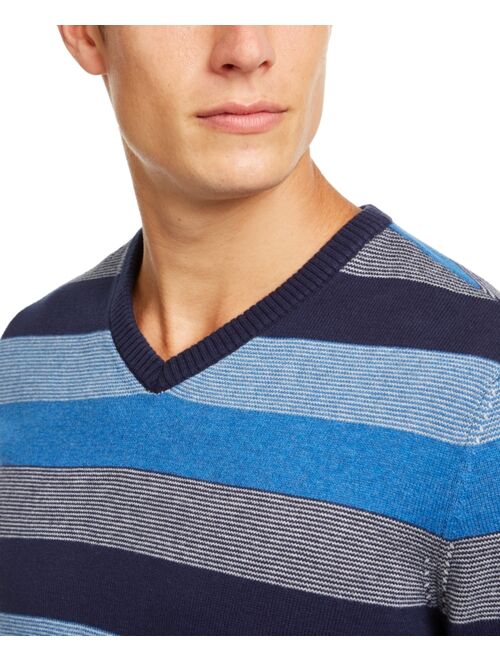 Club Room Men's Stripe V-Neck Sweater, Created for Macy's