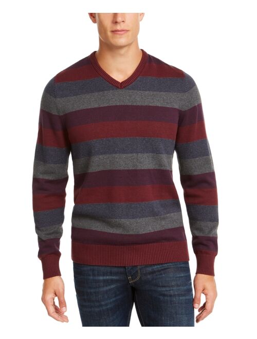 Club Room Men's Stripe V-Neck Sweater, Created for Macy's