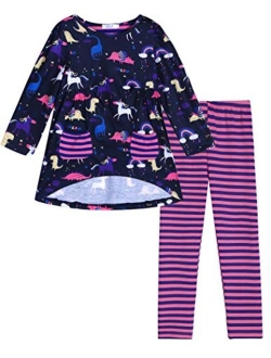 Little Girls Unicorn Clothing Sets Long Sleeve Boutique Birthday Outfits 2 PCS Tops Pants