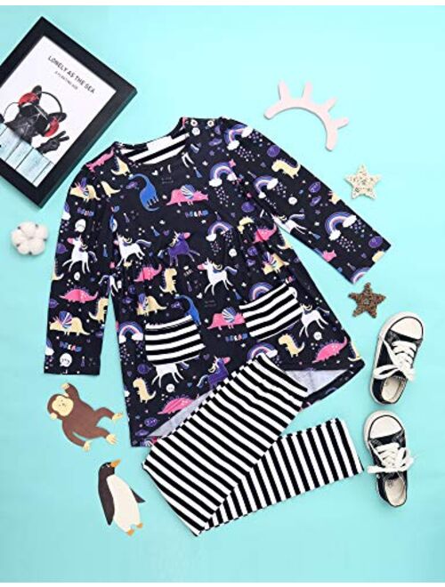 Arshiner Little Girls Unicorn Clothing Sets Long Sleeve Boutique Birthday Outfits 2 PCS Tops Pants