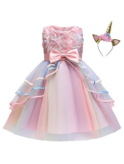 TTYAOVO Flower Girls Unicorn Costume Dress Girl Princess Pageant Party Dress