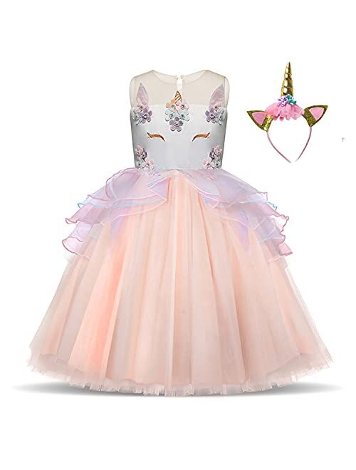 TTYAOVO Flower Girls Unicorn Costume Dress Girl Princess Pageant Party Dress