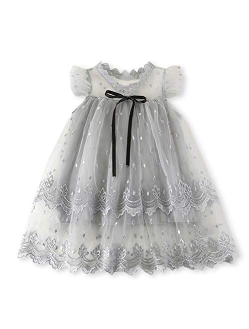 TTYAOVO Girls Embroidered Lace Sleeveless Tulle Flower Princess Party Dresses Back Bow