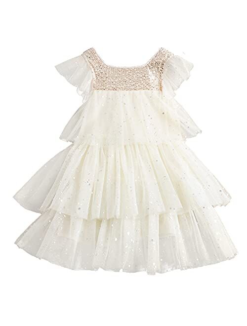 TTYAOVO Girls Embroidered Lace Sleeveless Tulle Flower Princess Party Dresses Back Bow