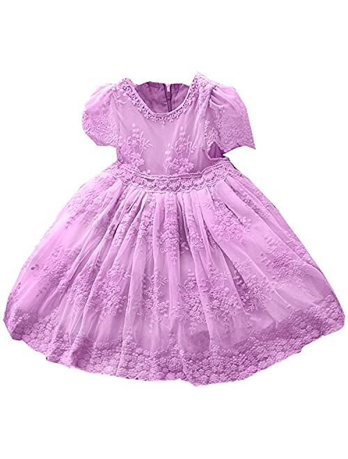 TTYAOVO Girls Embroidered Lace Sleeveless Tulle Flower Princess Party Dresses Back Bow