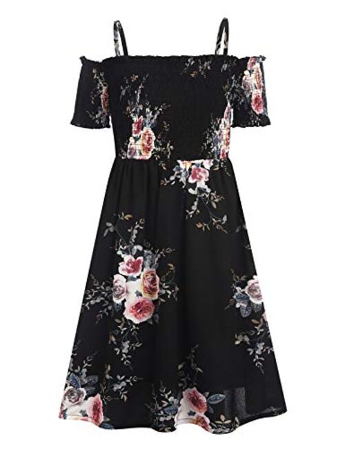 Arshiner Girls Casual Summer Floral Sleeveless Dress for 4-13 Years