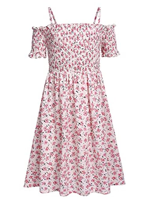 Arshiner Girls Casual Summer Floral Sleeveless Dress for 4-13 Years