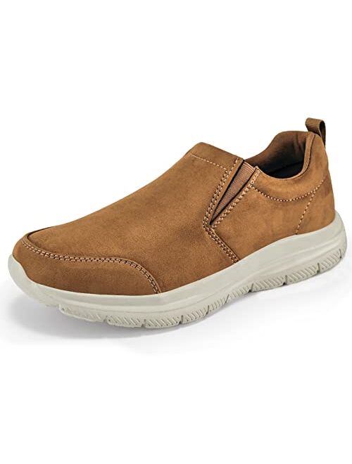 TIOSEBON Men's Suede Leather Loafers-Slip On Walking Shoes