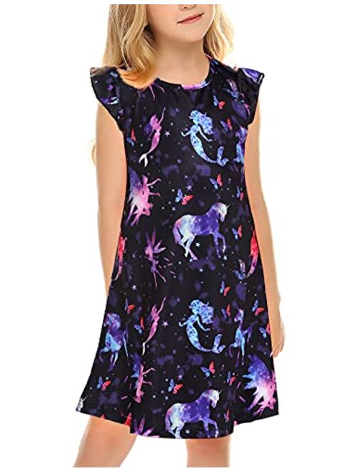 Girls Nightgown Nightdress Unicorn Shirt Pajamas Dress for Kids Sleepwear Nighty