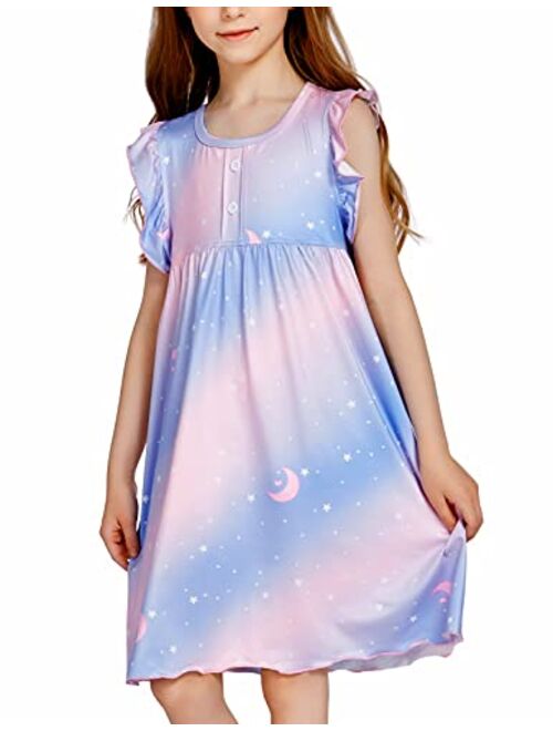 Girls Nightgown Nightdress Unicorn Shirt Pajamas Dress for Kids Sleepwear Nighty