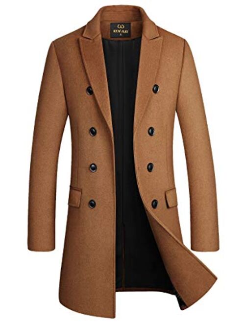 Men's Premium Wool Blend Double Breasted Long Pea Coat