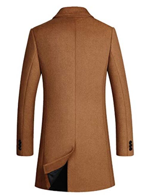 Men's Premium Wool Blend Double Breasted Long Pea Coat