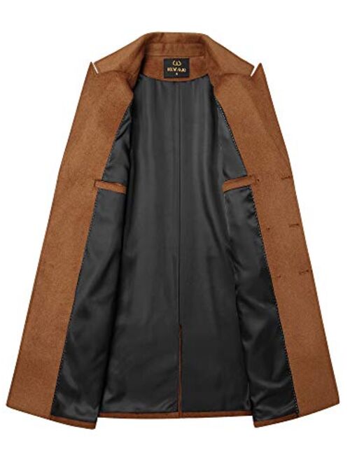 Men's Premium Wool Blend Double Breasted Long Pea Coat