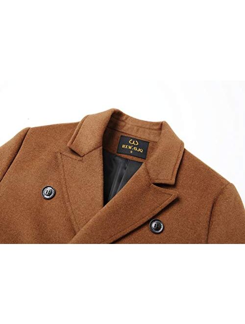 Men's Premium Wool Blend Double Breasted Long Pea Coat